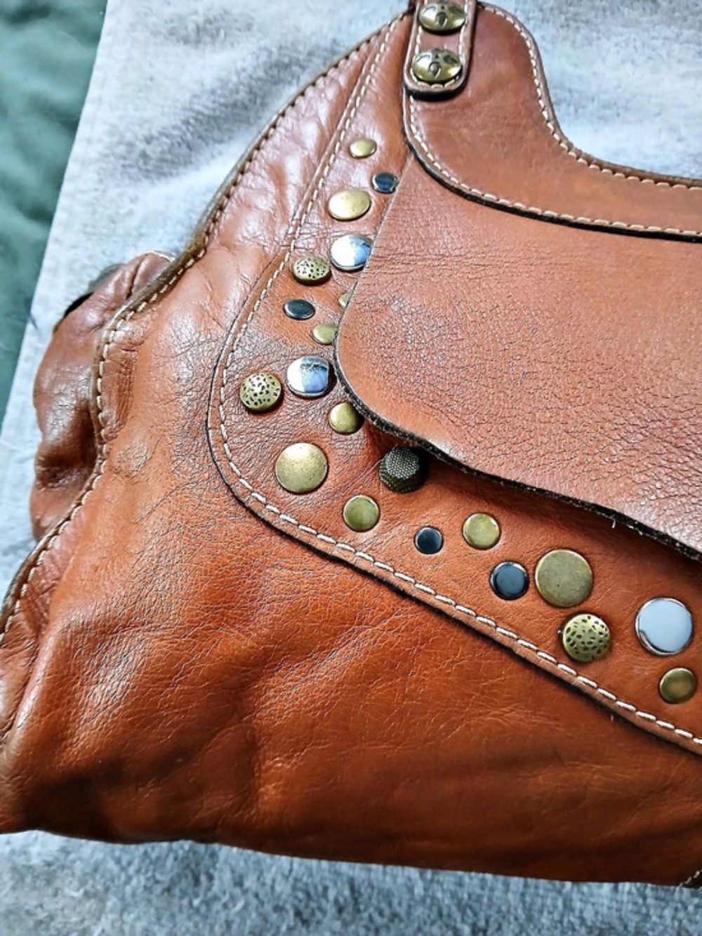 Patricia Nash Studded Brown Leather Hobo - Picture 5 of 16